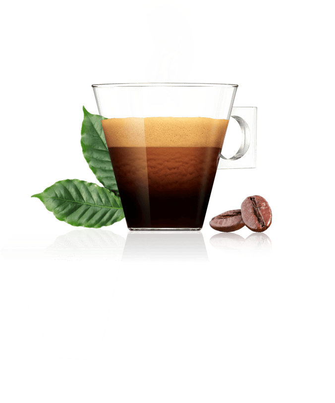 Coffee cup with leaves and beans